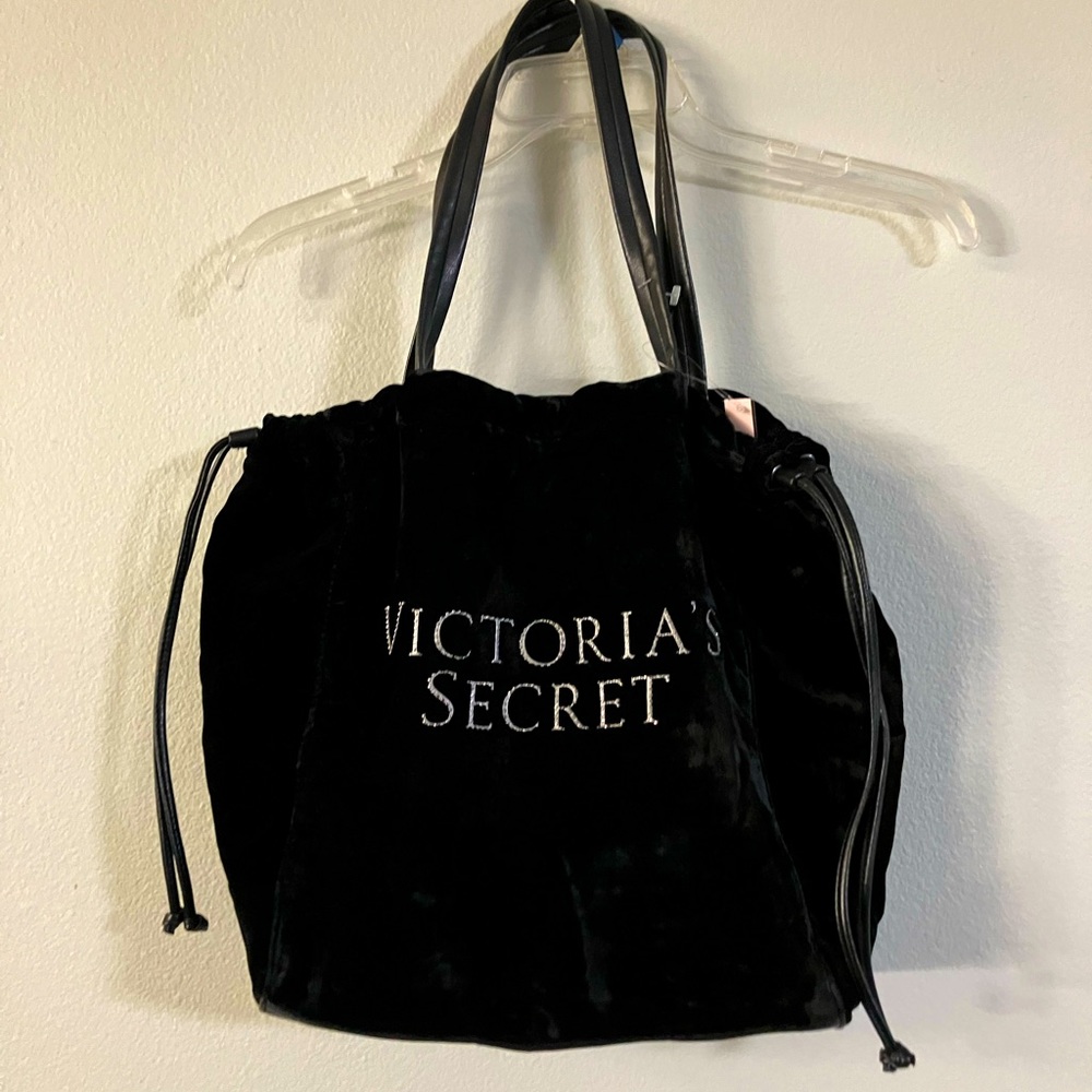 Victoria Secret black velvet rhinestone handbag